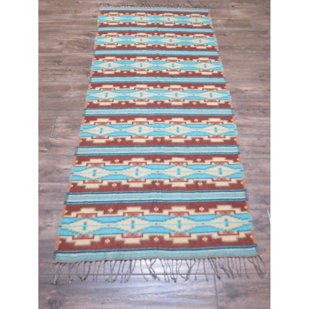 Mission Del Rey Fringed‎ Reversible Throw Wrap Southwestern Multicolor 37
